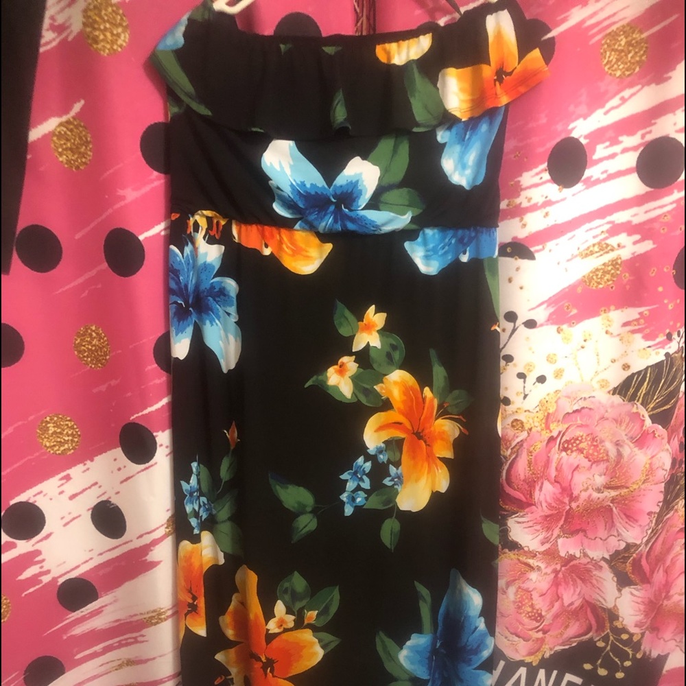 EUC Black floral maxi dress